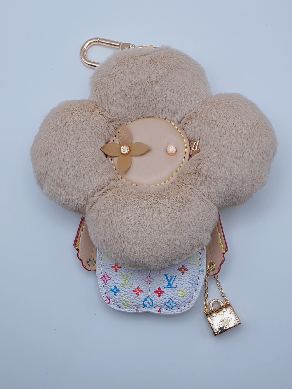 Plush Vivi Beige Multicolor Monogram  Charm Keychain Pendant